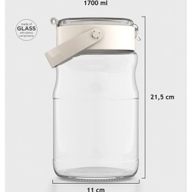 Resim Renga Mono 1700 Ml Bej Kapaklı Cam Kavanoz 131072 Bej 