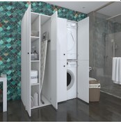 Resim Kenzlife Çamaşır-Kurutma Makinesi Dolabı Kapaklı Yaromira Sol Byz 180*120*60 Banyo Arkalıksız Çok Renkli 