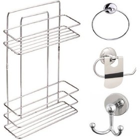 Resim Sas Banyo Aksesuar Seti 4 Lü Krom . Şampuanlık Krom Tş-02 Krom 