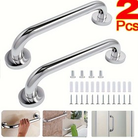 Resim 1/2 adet Kalınlaştırılmış Paslanmaz Çelik Banyo El Tutamağı - Engelsiz Güvenlik Rayı, Kaymaz Kolu, Dayanıklı ve Şık Banyo Güvenlik Ekipmanı, Yaşlılar ve Engelliler için Uygun, Banyo Araçları 