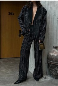 Resim Aec Prive Premium Kalite Şık Taşlı Blazer Ceket - Siyah / XS / Kadın / Kız 