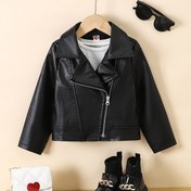 Resim Kızlar için Bordo/Siyah PU Ceket Altın Tonlu Fermuar - Kısa Boy Yaka Lapel Kolsuz Blazer, Okul Partiler Günlük kullanım için İlkbahar / Sonbahar Şık ve Sofistike Tasarım 4-12 Yaş Arası Çocuk Giyim (Astarsız, Kuşaksız) 