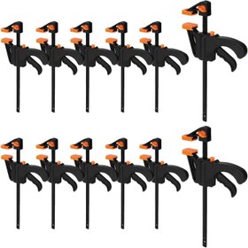 Resim 4 Adet Ahşap İşleri İçin Hızlı Mengeneler - Tek Elle Kolay Kullanım, 4 İnç Mini Mandrenli Çift Turuncu Tetik Sapları, Metal Yapı, El Sanatları ve Ahşap Tutkalı için Uygun, Marangozluk Araçları 
