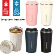 Resim 12.85oz Paslanmaz Çelik İzoleli Kahve Bardağı - İçecekleri Sıcak veya Soğuk Tutuyor, Kahve, Çay, Süt, Ev, Ofis, Araba, Okul İçin Uzun Ömürlü Sıcaklık Tutma 