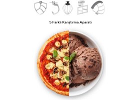 Resim Siyah 1800W Yoğurma ve Dondurma Makinesi 4.5l, Çok Fonksiyonlu Ev Aleti 