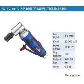 Resim Wufu WFG3015 Havalı 6 MM Metal Gövde 90 Derece Kalıpcı Taşlama 