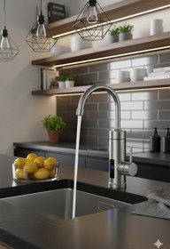 Resim Renvox 3000W Elektrikli Mutfak Paslanmaz Çelik Su Isıtıcı Musluk Sıcak -Soğuk Anında Isıtan 