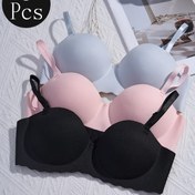 Resim 3 Parça Kadınlar İçin Kablosuz Sütyen Seti - Telsiz, Push-Up & Kaldırma, Kaymaz Askılar, Yumuşak Nefes Alabilen Kumaş, Düz Renk (Pembe, Açık Mavi, Siyah) Günlük ve Özel Günler İçin, Şık Tasarım, Rahat Kalıp 