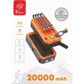 Resim Kensa Güneş Enerjili Powerbank 20.000 Mah | Taşınabilir Şarj | Dahili Kablo | Solar Şarj Cihazı 