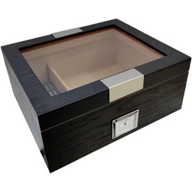 Resim Falconetti Siyah Camlı Humidor Puro Kutusu Rc62 