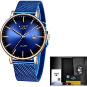 Resim Hanyang Gül Altın Tüm Mavi Lıge Yeni Moda Erkek Saatler Üst Marka Lüks Spor Su Geçirmez Basit Ultra-Ince Saatler Erkekler Kuvars Saat Relogio Masculino + Kutu (Yurt Dışından) 