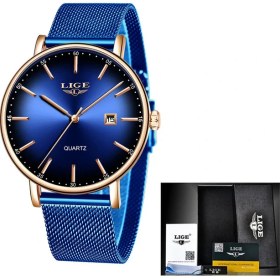 Resim Hanyang Gül Altın Tüm Mavi Lıge Yeni Moda Erkek Saatler Üst Marka Lüks Spor Su Geçirmez Basit Ultra-Ince Saatler Erkekler Kuvars Saat Relogio Masculino + Kutu (Yurt Dışından) 