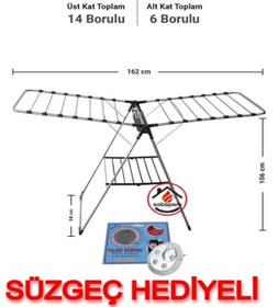 Resim sobapark Kurutmalık Çamaşır Kurutma Askılığı Extra Kalın Borulu Kurutmalık Mandal Sepetli 