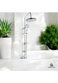 Resim İsaoğlu Yapı Duş Başlığı Dubai Yuvarlak Tasarım Duş Seti Tepe Yağmurlama Paslanmaz Pirinç Gri 