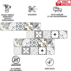 Resim Tink Kendinden Yapışkanlı İngiliz Desenli Pvc Karo 10 x 10 cm 20'li Paket 