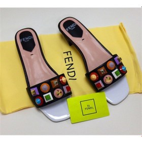 Resim Taş Detaylı Kadın Terlik Fendi 8r6507-86 Beyaz 