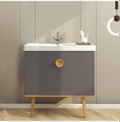 Resim Denko Lubia 80 Cm Mdf Koyu Gri Banyo Dolabı Alt Modül Ve Lavabo Gri 