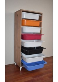 Resim Ikra 8 Sepetli Çok Amaçlı Kiler Ve Oyuncak Dalabı-Renkli Sepet atlantik çam 