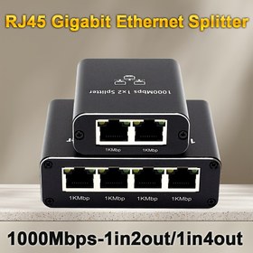 Resim 1-Porttan 2-Çıkışa & 1-Porttan 4-Çıkışa RJ45 Gigabit Ethernet Splitter/anahtarı - LED Göstergeli, 1000Mbps USB-C Güçlü Ağ Anahtarı, Otomatik MDIX, Ev, Okul, Ofis, İnternet Paylaşımı için 5e/6/7/8 Sınıf Kablolarla Uyumlu, Şık Splitter, Güvenilir Bağlantı, Usb ile Çalışan Cihazlar, Uzaktaki İşçiler İçin. 