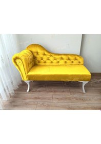 Resim Dekoratif Bihter Koltuk Josefin Puf 120 Cm Beyaz Ayak Sarı 