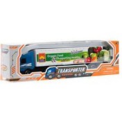 Resim Express Wheels Transporter Die Cast Konteyner Kamyonu Mavi 