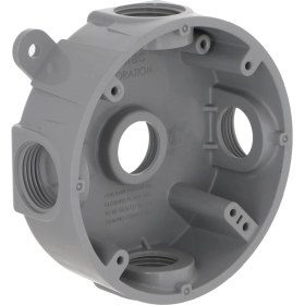Resim Storemax Bell Yuvarlak Hava Koşullarına Dayanıklı Kutu, Beş 1/2 Veya 3/4 Inç Dişli Çıkışlar, Gri 