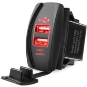 Resim Kırmızı Cep Telefonu İçin 3.1a Çift Usb Bağlantı Noktası Şarj Aleti Priz 12v Led Su Geçirmez 