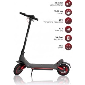 Resim Pirantech A1 Max Elektrikli Scooter 350W Güç - Kırmızı 