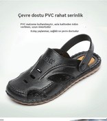 Resim Yeni Yazlık Rahat Yumuşak Tabanlı Kaymaz Aşınmaya Dayanıklı Erkek Sandaletleri Kahverengi 