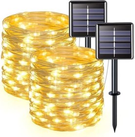 Resim Güneş Enerjili LED Işık Zinciri - 20 Metre, 200 LED, IP64 Su Geçirmez, 8 Modlu, Sıcak Beyaz Işık, Bahçe, Ağaç, Teras, Düğün, Parti ve Noel Dekoru için 