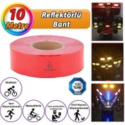 Resim 10 Mt Reflektörlü Reflektif Fosforlu Araç Oto Kamyon Şerit Bant Tüvtürk Onaylı Düz Kırmızı İkaz Bandı 