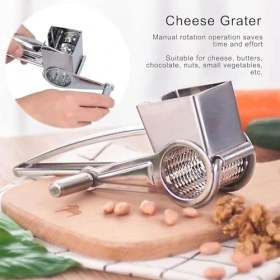 Resim Assess Store Döner Peynir Rendesi - Manuel Saplı Peynir ve Kuruyemiş Öğütücü, Paslanmaz Çelik Çok Amaçlı Rende, Sebze, Ceviz, Fındık, Çikolata, Patates ve Havuç Öğütücü Mutfak Aleti 