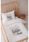 Resim %100 Pamuk Saten Isme Özel Isimli 100x150 Bebek Yatak Nevresim Seti Ayıcık 5 