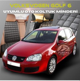 Resim Volksvogen Golf 6 Antrasit Tay Tüyü Cepli & Terletmez Sırtlı Oto Koltuk Minder Seti - Koruma Kılıfı Ön & Arka Set 