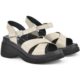 Resim Ziya, Kadın Hakiki Deri Topuklu Sandalet 151992z64004 Buz 141992z61001 804 Buz 