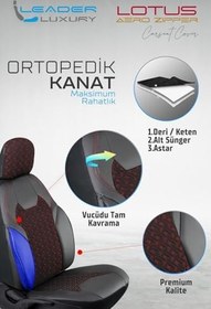 Resim Audi 90 Serisi ile Uyumlu Lüx Deri Detaylı Oto Koltuk Kılıfı Ön Arka Takım Lotus SİYAH KIRMIZI 