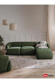 Resim Mobilya Depom Mode Togg Soft Sağ Köşe Koltuk Takımı 3 Modül 11 Yeşil Bukle Kumaş Işbir Sünger(Evinize Teslim) 