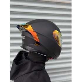 Resim Rivox R1 Mat Siyah Revo Kapalı Kask (Gold Vizörlü) 