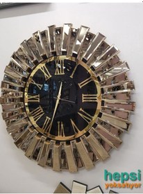 Resim Güneş Golden Jet Black Altın Siyah 85 Cm Dekor Aynalı Duvar Saati 