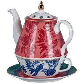 Resim Lucky Art Palmera Bone Çaydanlik Seti Kırmızı 