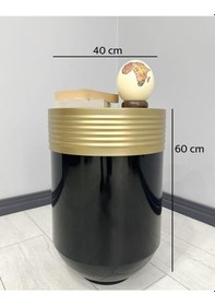 Resim Elegant Dekoratif Eskitme Darbuka Parlak Siyah Sehpa 60cm 