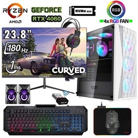 Resim Xaser XSR1204 R7-5700X 32 GB 1 TB M.2 NVMe SSD 8 GB RTX4060 23.8" Free Dos Masaüstü Oyuncu Bilgisayarı 