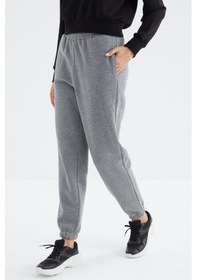 Resim Tommy Life Gri Melanj Yüksek Bel Şardonlu 3 İplik Pamuklu Basic Kadın Eşofman Alt - 94624 GRİ MELANJ 