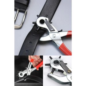 Resim Kemer Delme Makinası Pratik 6 Başlıklı Kemer Delme Aleti Metal Kemer Delme Aparatı 