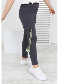 Resim Toontoy Kids Toontoy Kız Çocuk Tek Yanı Cepli Tayt Füme 