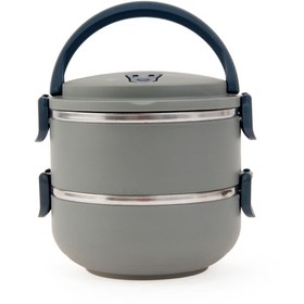 Resim Penguen 2 Katlı Yemek Sefer Tası - Gri 