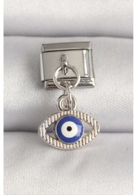 Resim Hkursat 316l Çelik Gümüş Renk Nazar Boncuk Detaylı Göz Model Nomination Charm Çok Renkli 