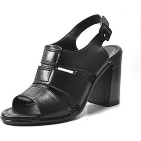 Resim Beety 114 Hakiki Deri Siyah Yüksek Topuklu Kadın Sandalet Siyah 