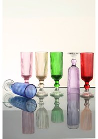 Resim Organik Boya 6 Renk Kristal Ayaklı Kahve Yanı Su Bardağı 