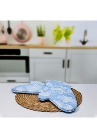 Resim Hometarz 2 Li Desenli Keçeli Isıya Dayanıklı Kumaş Fırın Eldiveni 